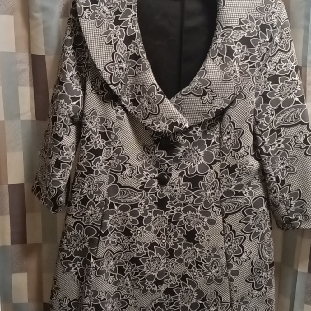 FINAL PRICE NYGARD black multi-colored 3/4 sleeve floral mesh print jacket 16 - Picture 4 of 12